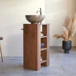 Stelle - Meuble Sous Vasque En Noyer Massif Gauche -Homezia Soldes Boutique 1200 1200 meuble sous vasque en noyer massif stelle gauche 5