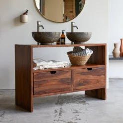 Kwarto - Meuble Sous Vasque En Palissandre Massif 110 Cm -Homezia Soldes Boutique 1200 1200 meuble sous vasque en palissandre massif kwarto 110 cm 3
