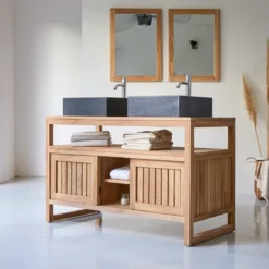 Colonial - Meuble Sous Vasque En Teck Massif 120 Cm -Homezia Soldes Boutique 1200 1200 meuble sous vasque en teck massif colonial 120 cm 3