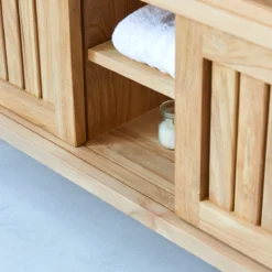 Colonial - Meuble Sous Vasque En Teck Massif 120 Cm -Homezia Soldes Boutique 1200 1200 meuble sous vasque en teck massif colonial 120 cm 6