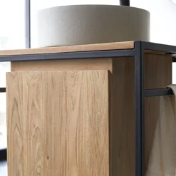 Michal - Meuble Sous Vasque En Teck Massif Et Métal 60 Cm -Homezia Soldes Boutique 1200 1200 meuble sous vasque en teck massif et metal michal 60 cm 4