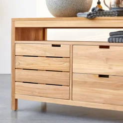 Serena - Meuble Sous Vasque En Teck Massif 165 Cm -Homezia Soldes Boutique 1200 1200 meuble sous vasque en teck massif serena 165 cm 4