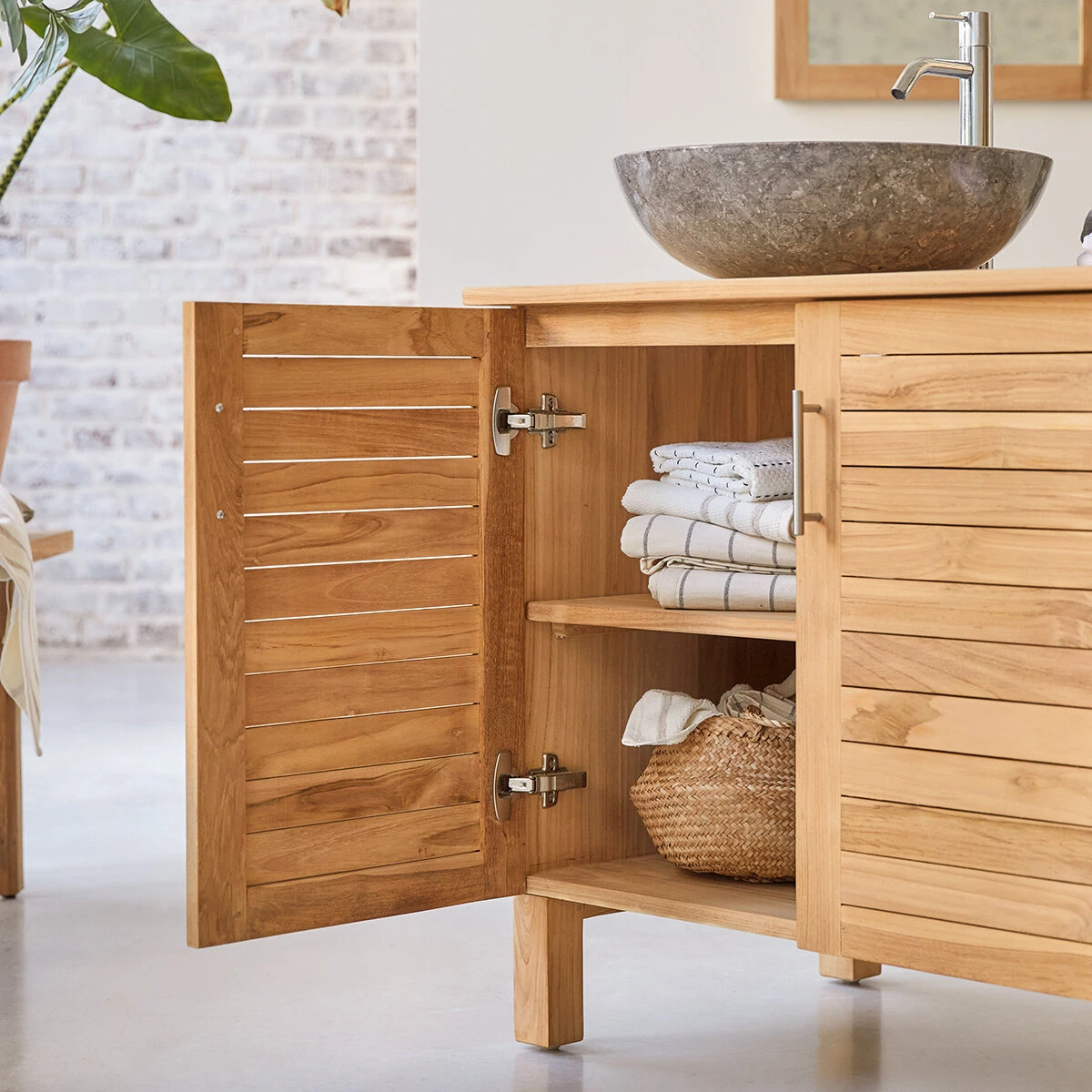 Soho - Meuble Sous Vasque En Teck Massif 85 Cm 2 Soho - Meuble Sous Vasque En Teck Massif 85 Cm – Image 2