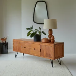 Bonnie - Meuble TV En Acacia Massif 180 Cm -Homezia Soldes Boutique 1200 1200 meuble tv en acacia massif bonnie 180 cm 3