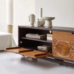 Frida - Meuble TV En Acajou Massif 200 Cm -Homezia Soldes Boutique 1200 1200 meuble tv en acajou massif frida 200 cm 2