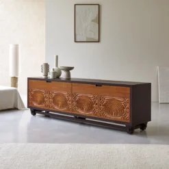 Frida - Meuble TV En Acajou Massif 200 Cm -Homezia Soldes Boutique 1200 1200 meuble tv en acajou massif frida 200 cm 4