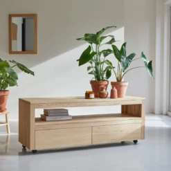 Anoa - Meuble TV En Chêne Massif 140 Cm -Homezia Soldes Boutique 1200 1200 meuble tv en chene massif anoa 140 cm 3