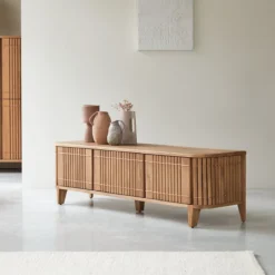 Koppar - Meuble TV En Chêne Massif 160 Cm -Homezia Soldes Boutique 1200 1200 meuble tv en chene massif koppar 160 cm 5