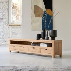 Oliver - Meuble TV En Chêne Massif 200 Cm -Homezia Soldes Boutique 1200 1200 meuble tv en chene massif oliver 200 cm 2