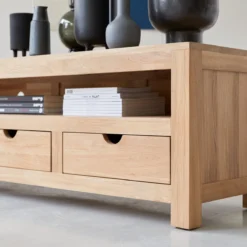 Oliver - Meuble TV En Chêne Massif 200 Cm -Homezia Soldes Boutique 1200 1200 meuble tv en chene massif oliver 200 cm 3