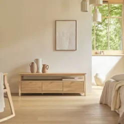 Pola - Meuble TV En Chêne Massif 150 Cm