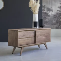 Esmée - Meuble TV En Noyer Massif 130 Cm -Homezia Soldes Boutique 1200 1200 meuble tv en noyer massif esmee 130 cm 3