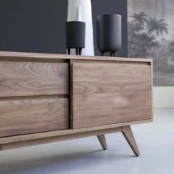 Esmée - Meuble TV En Noyer Massif 130 Cm -Homezia Soldes Boutique 1200 1200 meuble tv en noyer massif esmee 130 cm 4