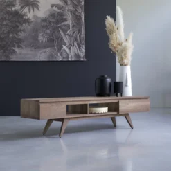 Esmée - Meuble TV En Noyer Massif 180 Cm -Homezia Soldes Boutique 1200 1200 meuble tv en noyer massif esmee 180 cm 3