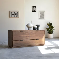 Senson - Meuble TV En Noyer Massif 120 Cm -Homezia Soldes Boutique 1200 1200 meuble tv en noyer massif senson 120 cm 3