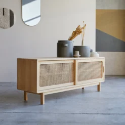 Luis - Meuble TV En Orme Et Cannage 140 Cm -Homezia Soldes Boutique 1200 1200 meuble tv en orme et cannage luis 140 cm 3