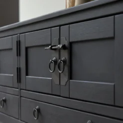 Thaki Black - Meuble TV En Pin Massif 140 Cm -Homezia Soldes Boutique 1200 1200 meuble tv en pin thaki black 140 cm 6