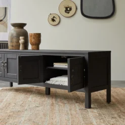 Thaki Black - Meuble TV En Pin Massif 170 Cm -Homezia Soldes Boutique 1200 1200 meuble tv en pin thaki black 170 cm 6