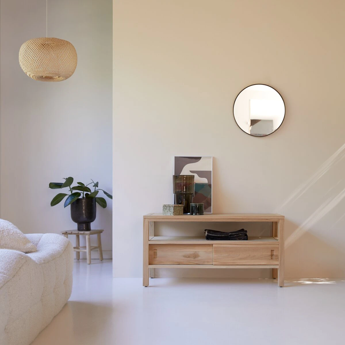 Anton - Meuble TV En Teck Massif 100 Cm 1 Anton - Meuble TV En Teck Massif 100 Cm