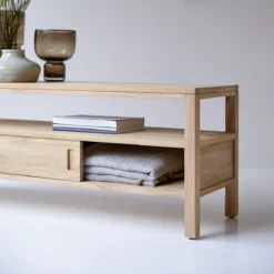 Anton - Meuble TV En Teck Massif 130 Cm -Homezia Soldes Boutique 1200 1200 meuble tv en teck massif anton 130 cm 3