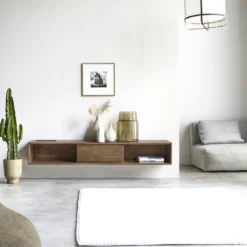 Circa - Meuble TV En Teck Massif 1 Tiroir 160 Cm