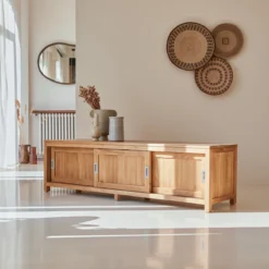 Coffee Tek - Meuble TV En Teck Massif 180 Cm -Homezia Soldes Boutique 1200 1200 meuble tv en teck massif coffee tek 180 cm 3