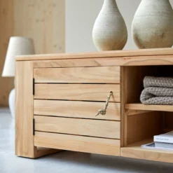 Minimalys - Meuble TV En Teck Massif 135 Cm -Homezia Soldes Boutique 1200 1200 meuble tv en teck massif minimalys 135 cm 4