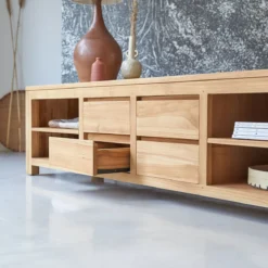 Patio - Meuble TV En Teck Massif 200 Cm -Homezia Soldes Boutique 1200 1200 meuble tv en teck massif patio 200 cm 4