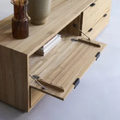 Senson - Meuble TV En Teck Massif 180 Cm -Homezia Soldes Boutique 1200 1200 meuble tv en teck massif senson 180 cm 5