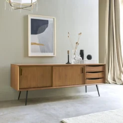 Simen - Meuble TV En Teck 155 Cm -Homezia Soldes Boutique 1200 1200 meuble tv en teck simen 155 cm 6