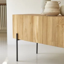 Honorine - Meuble TV Haut En Teck Massif 170 Cm -Homezia Soldes Boutique 1200 1200 meuble tv haut en teck massif honorine 170 cm 7