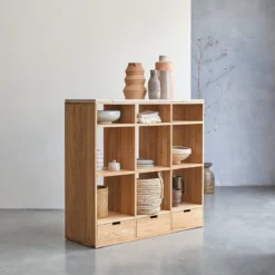 Miho - Bibliothèque Basse En Chêne Massif Et Terrazzo Premium Pink -Homezia Soldes Boutique 1200 1200 miho bibliotheque basse en chene et terrazzo premium pink 3