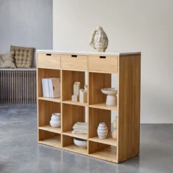 Miho - Console En Chêne Massif Et Terrazzo Premium White -Homezia Soldes Boutique 1200 1200 miho console en chene et terrazzo premium white 3