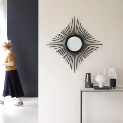 Isidore - Miroir En Rotin Noir 80 Cm