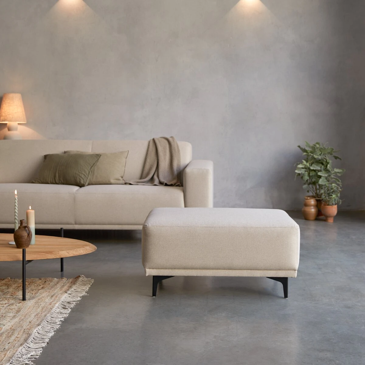 Lars - Repose-pieds En Tissu écru 1 Lars - Repose-pieds En Tissu écru