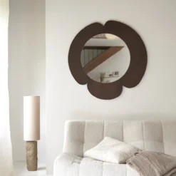 Sara - Miroir Rond En Mindi Foncé 110x110 Cm -Homezia Soldes Boutique 1200 1200 sara miroir en mindi 110x110 cm 5