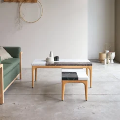 Stonepiet - Table Basse En Chêne Massif Et Marbre 111x48 Cm -Homezia Soldes Boutique 1200 1200 table basse stonepiet en chene massif et marbre 111x48 cm 4