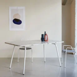 Elio - Table Rectangulaire En Terrazzo Premium Et Métal White 4/6 Pers. -Homezia Soldes Boutique 1200 1200 table rectangulaire en terrazzo premium et metal elio white 4 6 pers 3