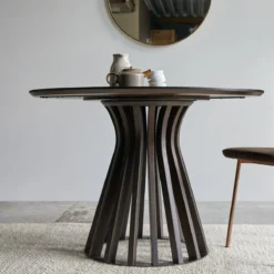 Greco - Table Ronde En Manguier Massif Et Métal 5 Pers -Homezia Soldes Boutique 1200 1200 table ronde en manguier massif et metal 5 pers greco 7