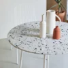 Elio - Table Ronde En Terrazzo Premium Et Métal White 4 Pers.