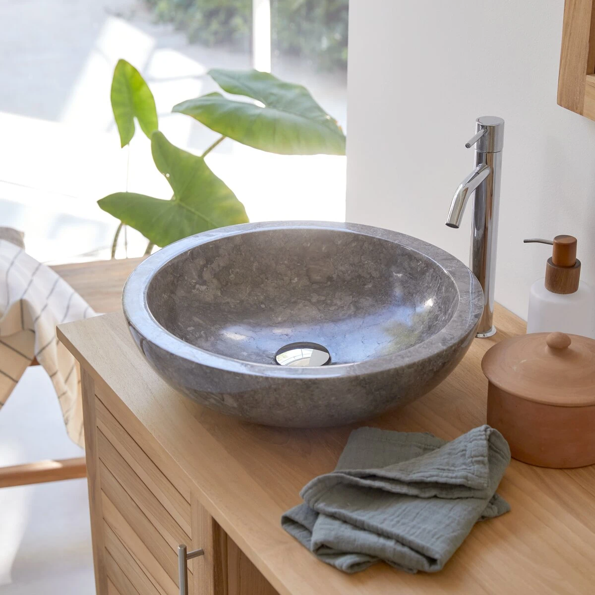 Calypso - Vasque En Marbre Grey 2 Calypso - Vasque En Marbre Grey – Image 2