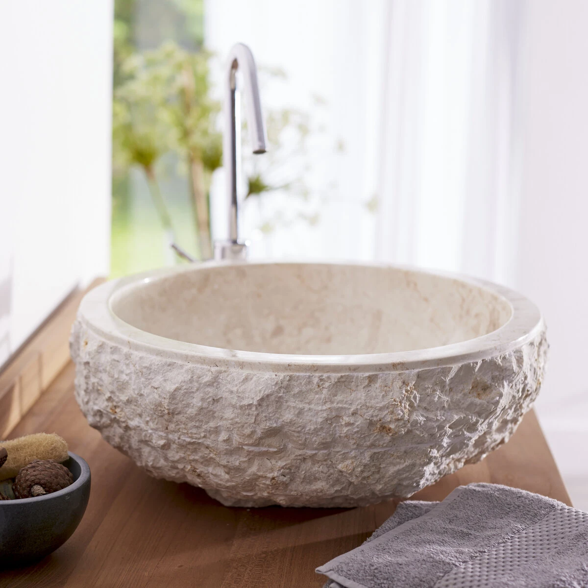 Scrula - Vasque En Marbre Cream 1 Scrula - Vasque En Marbre Cream