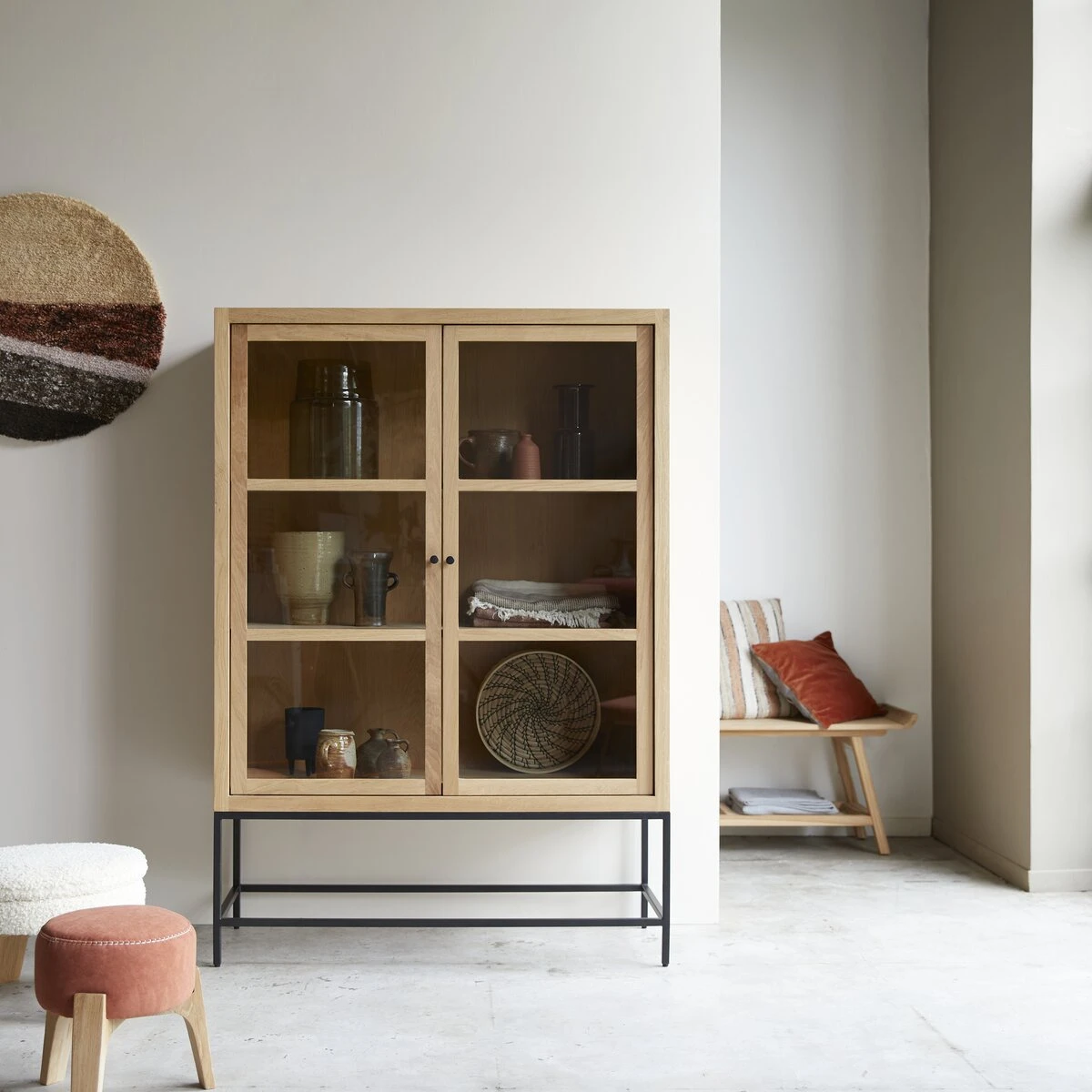 Babeth - Vitrine Haute En Chêne Massif 1 Babeth - Vitrine Haute En Chêne Massif